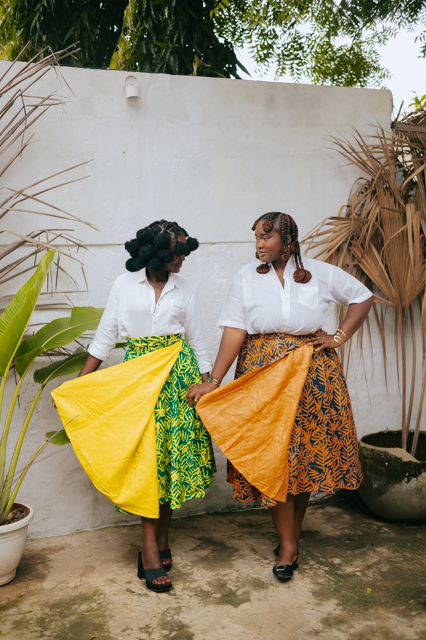 Orange Palm Reversible Wrap Skirt (Pre-Order)