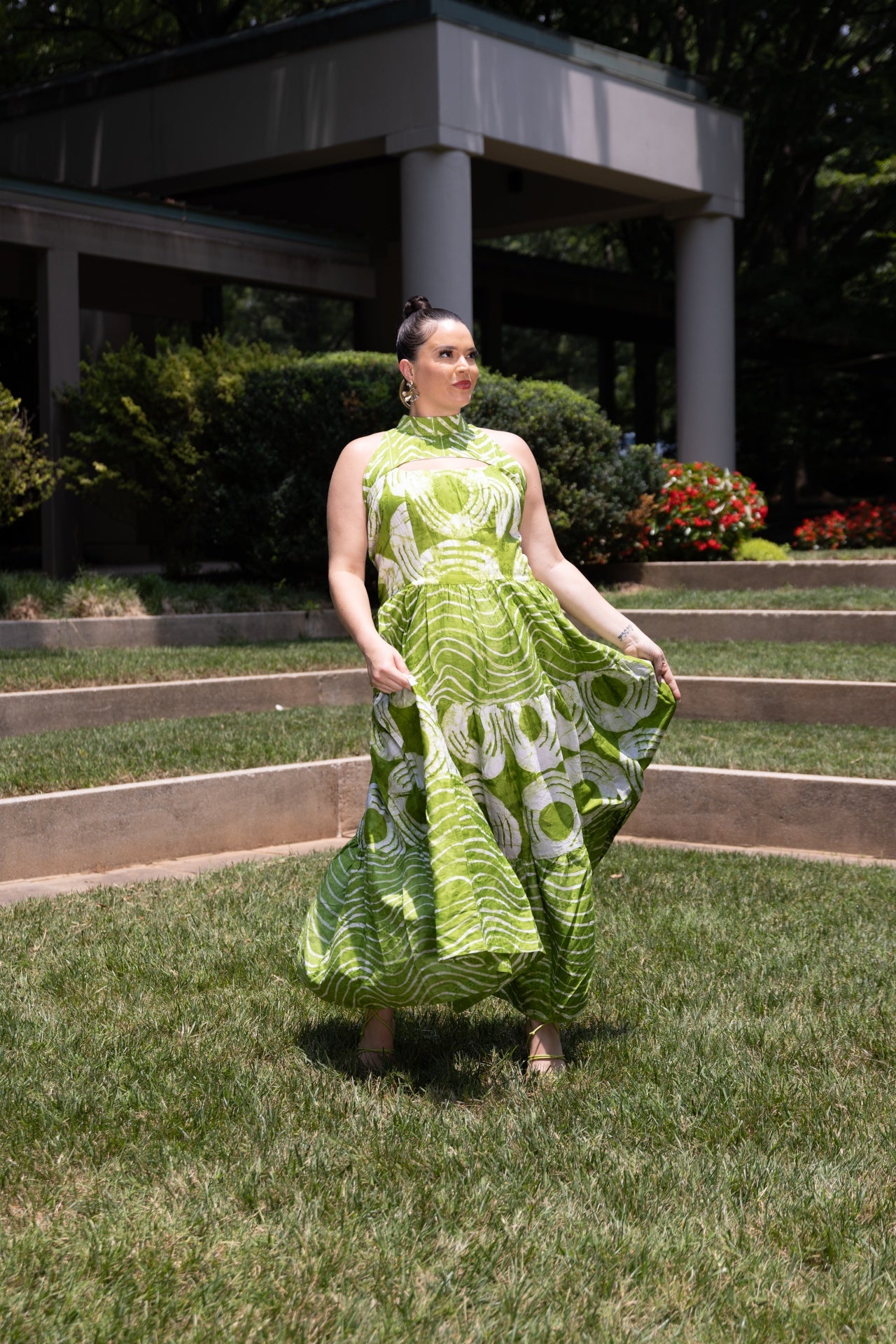 Mafarki Green Àdìrẹ Hand Dyed Maxi Dress