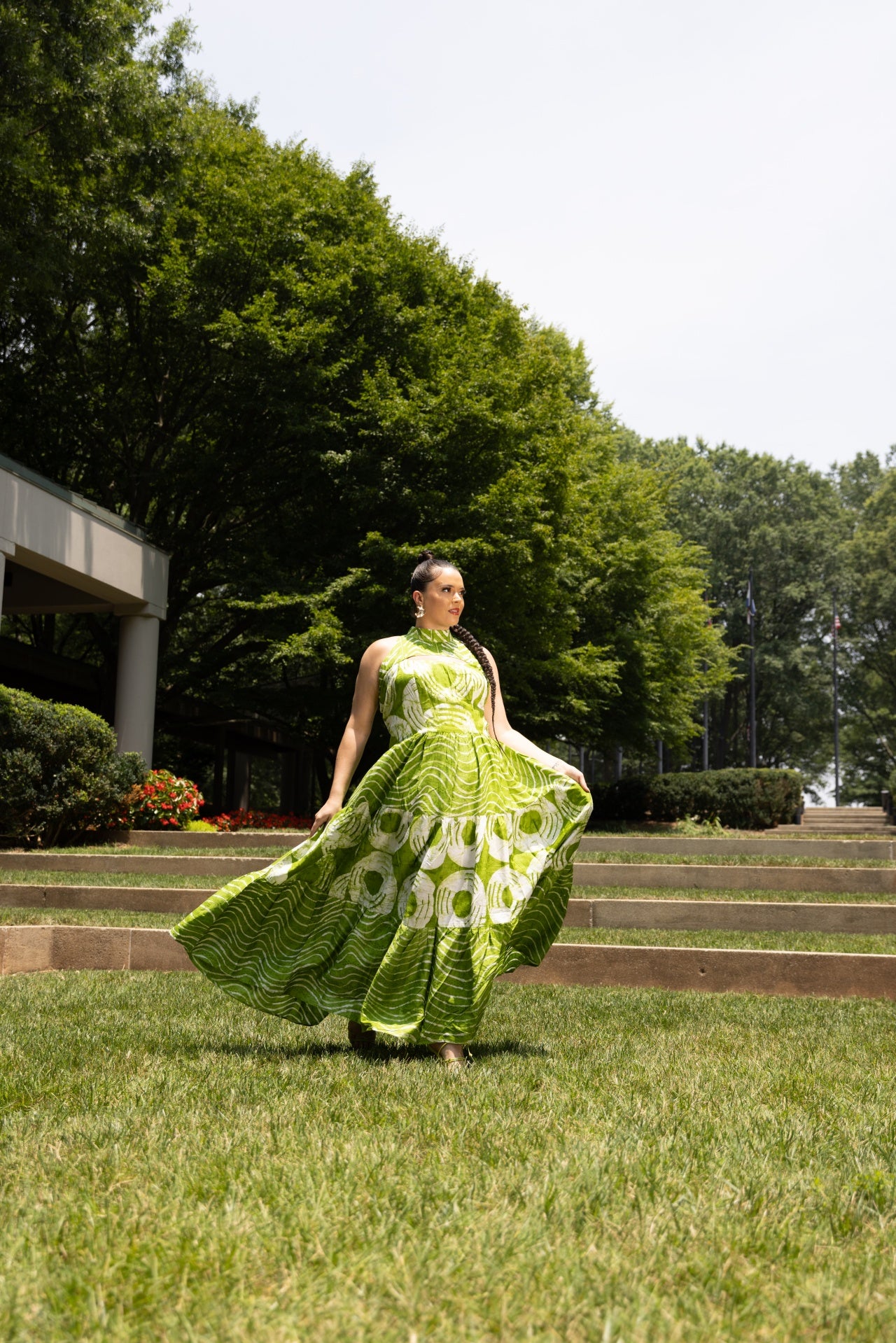 Mafarki Green Àdìrẹ Hand Dyed Maxi Dress