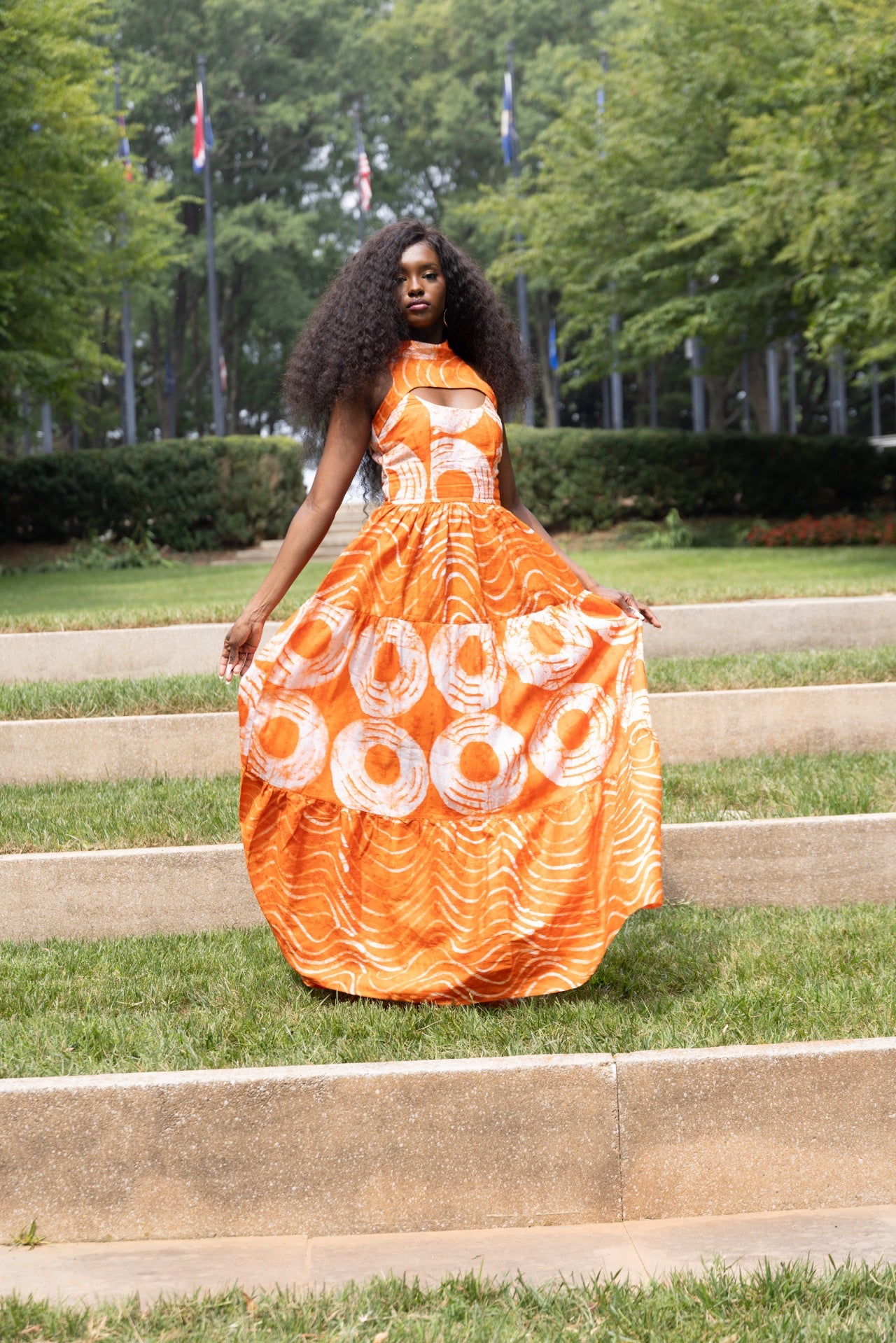 Mafarki Àdìrẹ Hand Dyed Orange Maxi Dress