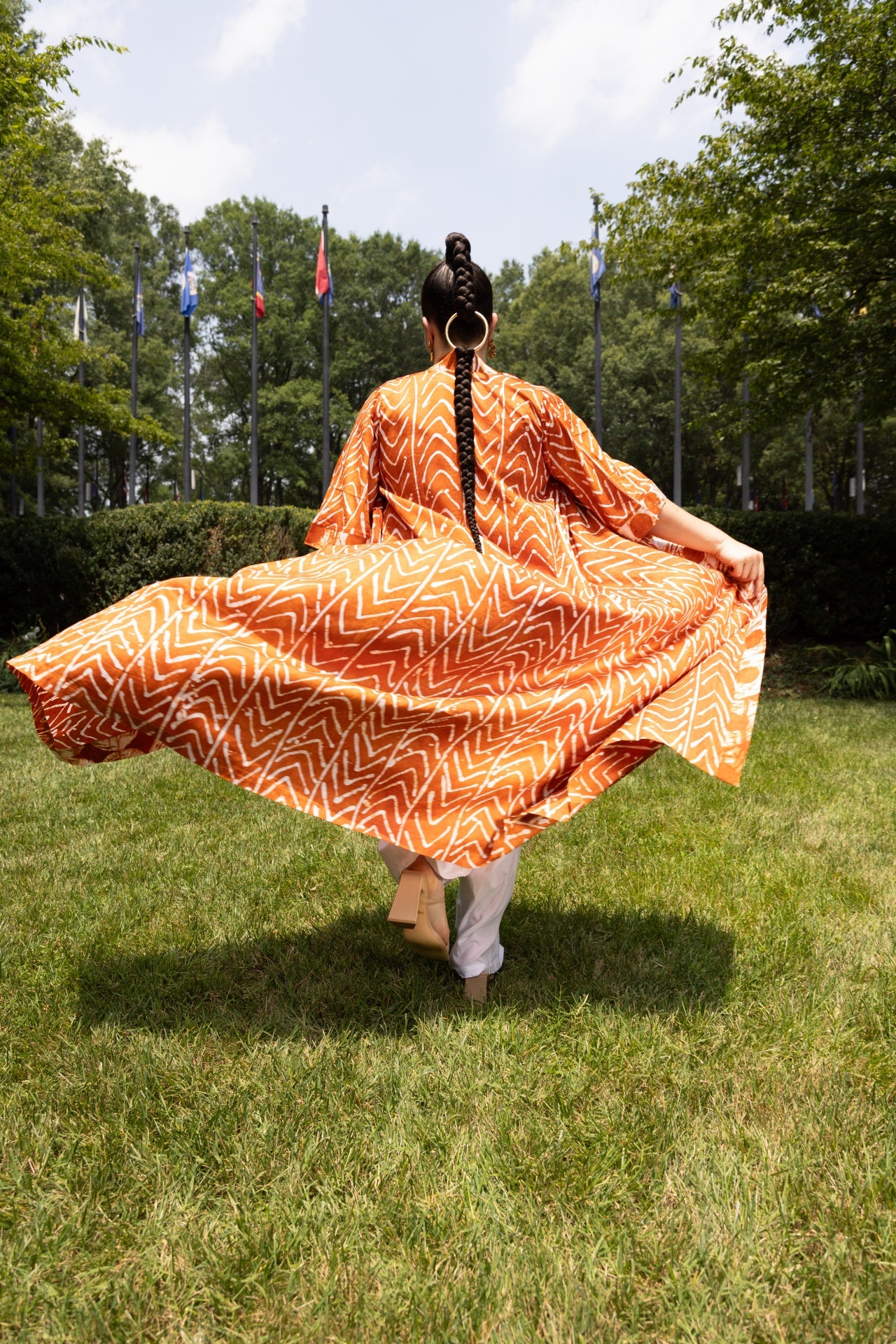 Nro Orange Àdìrẹ Hand Dyed Afrobe