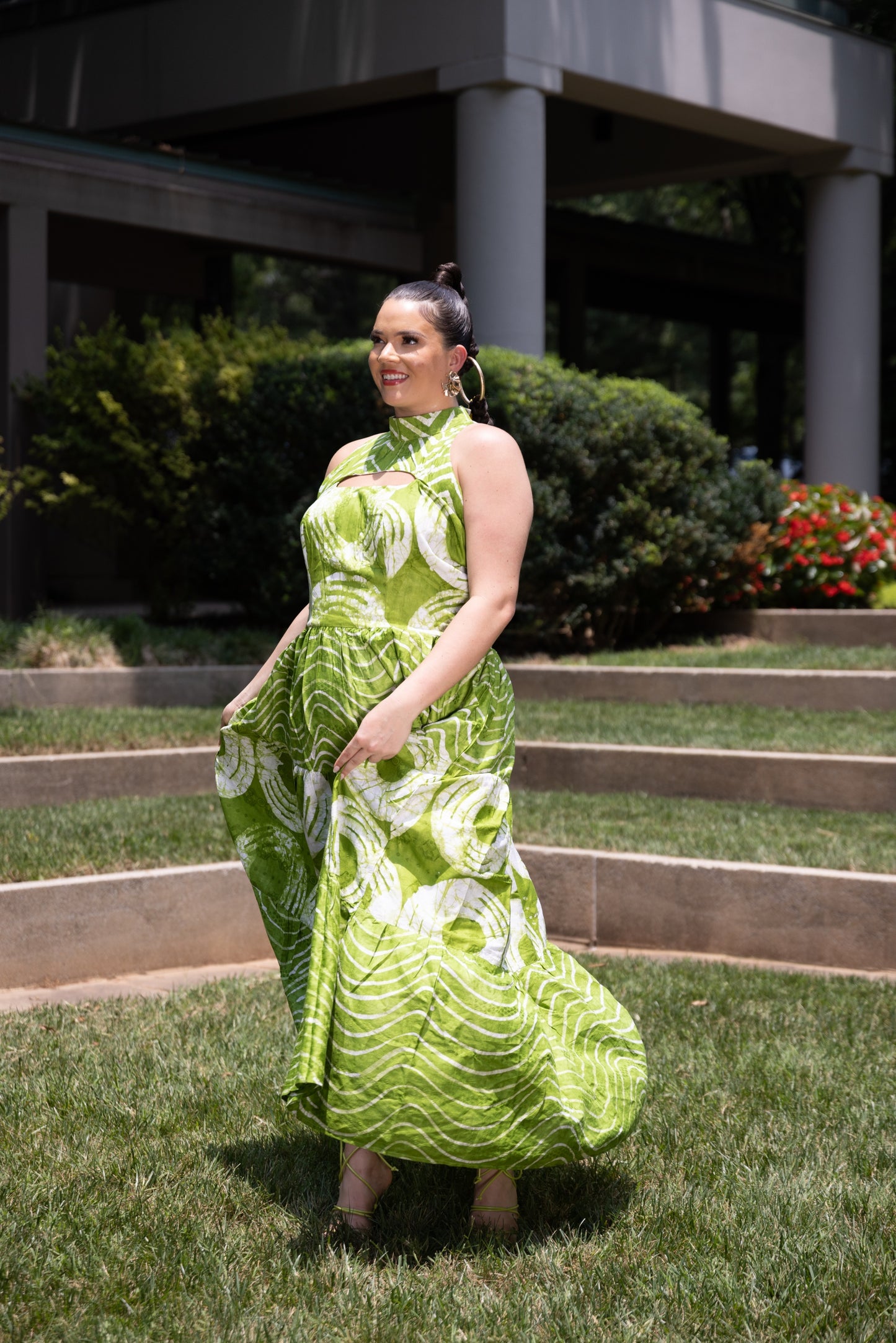 Mafarki Green Àdìrẹ Hand Dyed Maxi Dress