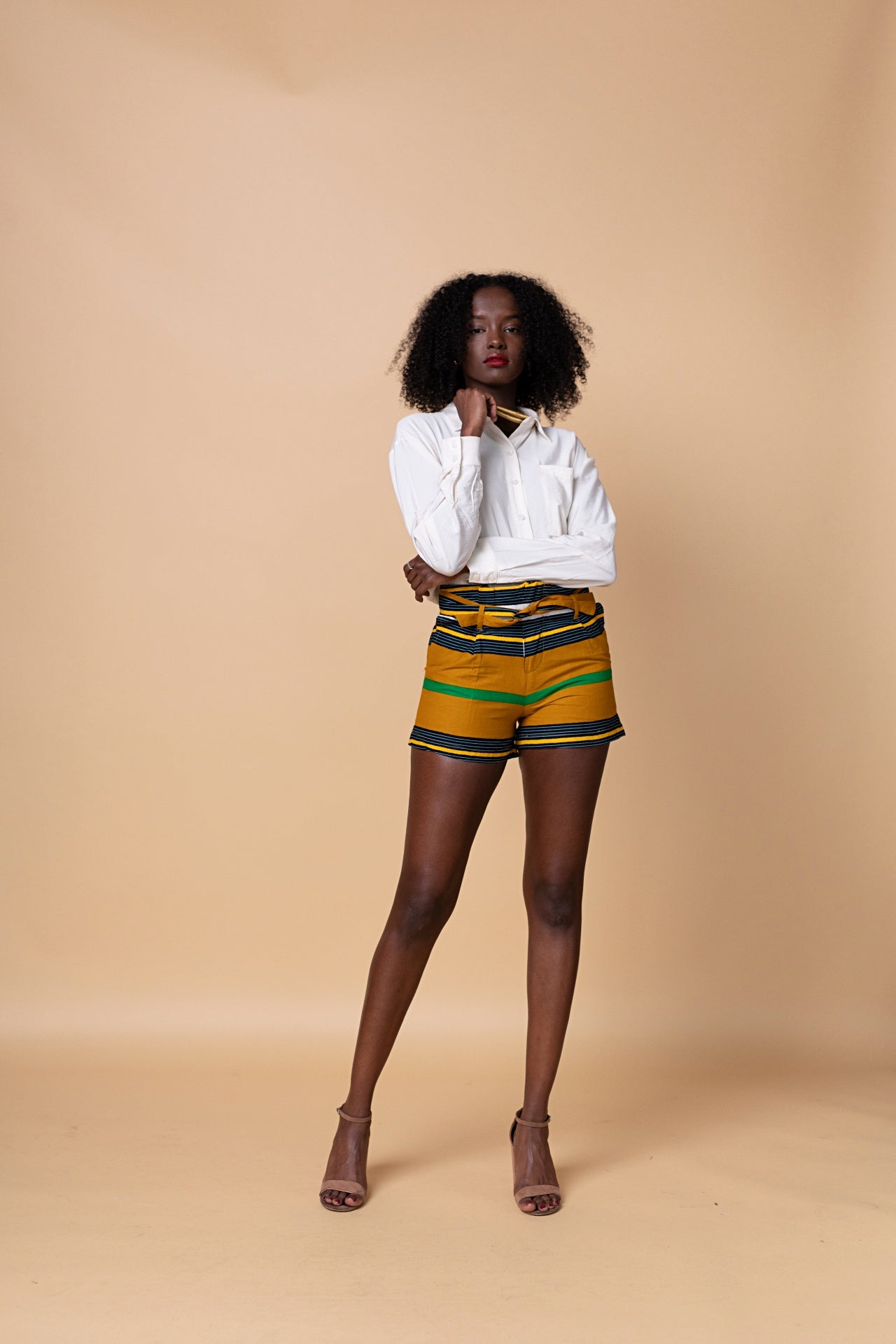 Kina Striped African Print Shorts