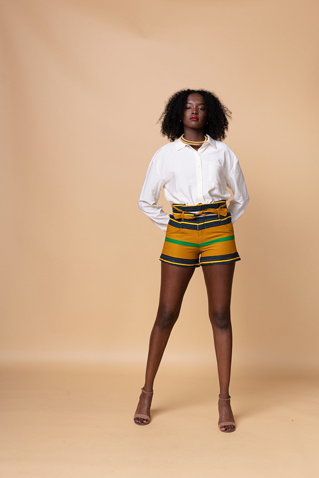 Kina Striped African Print Shorts