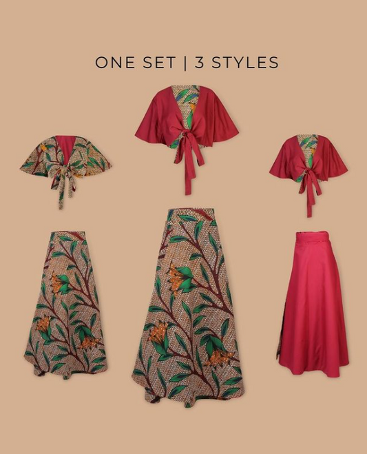 Flora Reversible Wrap Skirt and Wrap Blouse - One Set, 3 Styles!