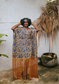Palm Orange Blue Fringe Kaftan Dress (Pre-Order)