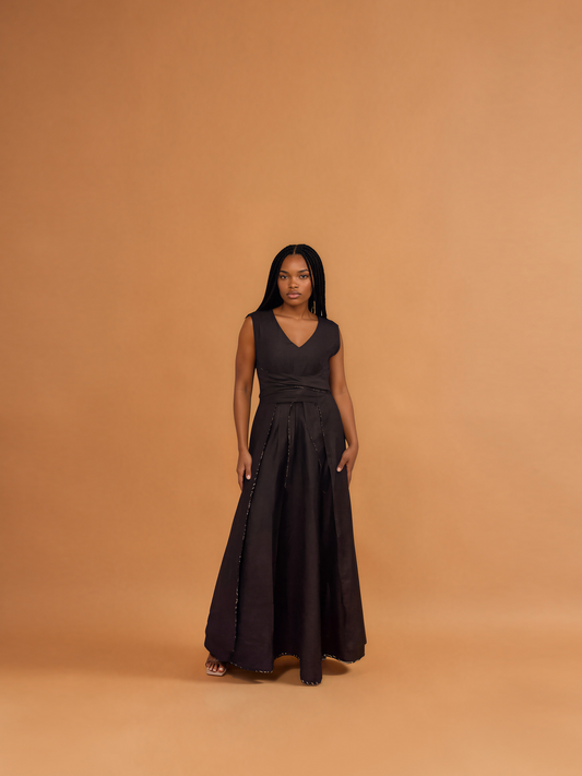 Palm Black & White Gemini Reversible Maxi Dress