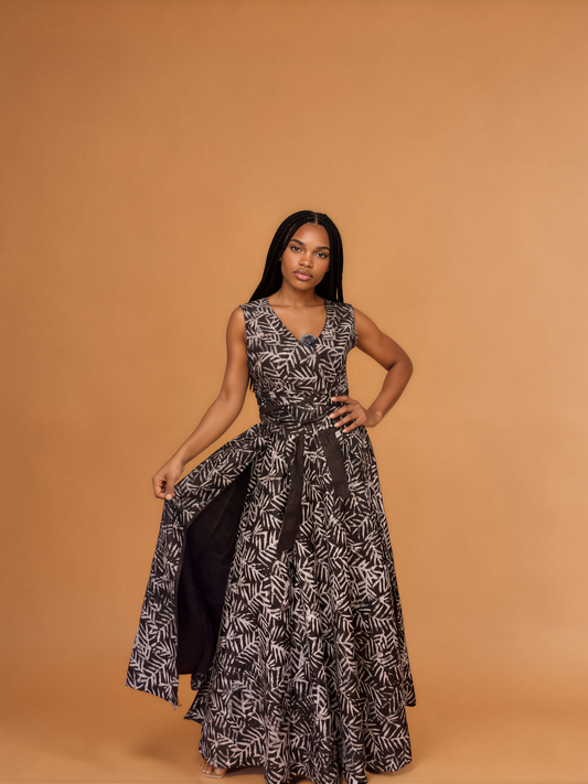 Palm Black & White Gemini Reversible Maxi Dress