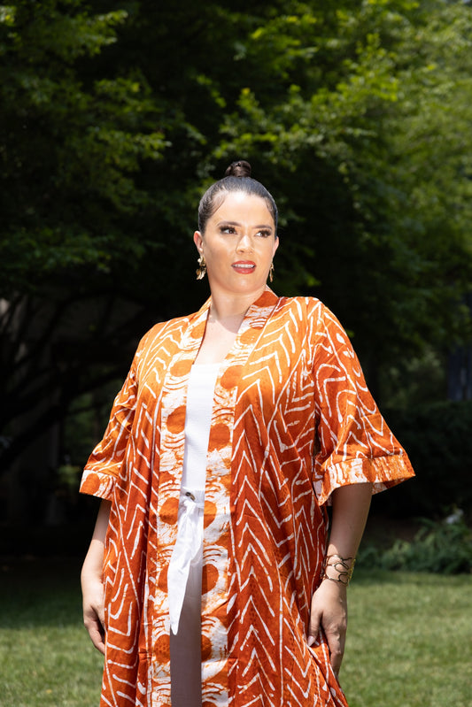 Nro Orange Àdìrẹ Hand Dyed Afrobe