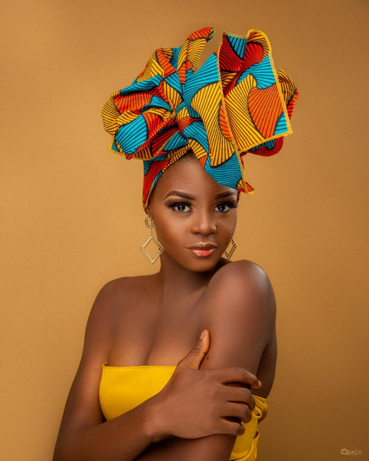 Vibrant African Ankara Head Wrap – handmade hair wrap for natural hair and protective styles