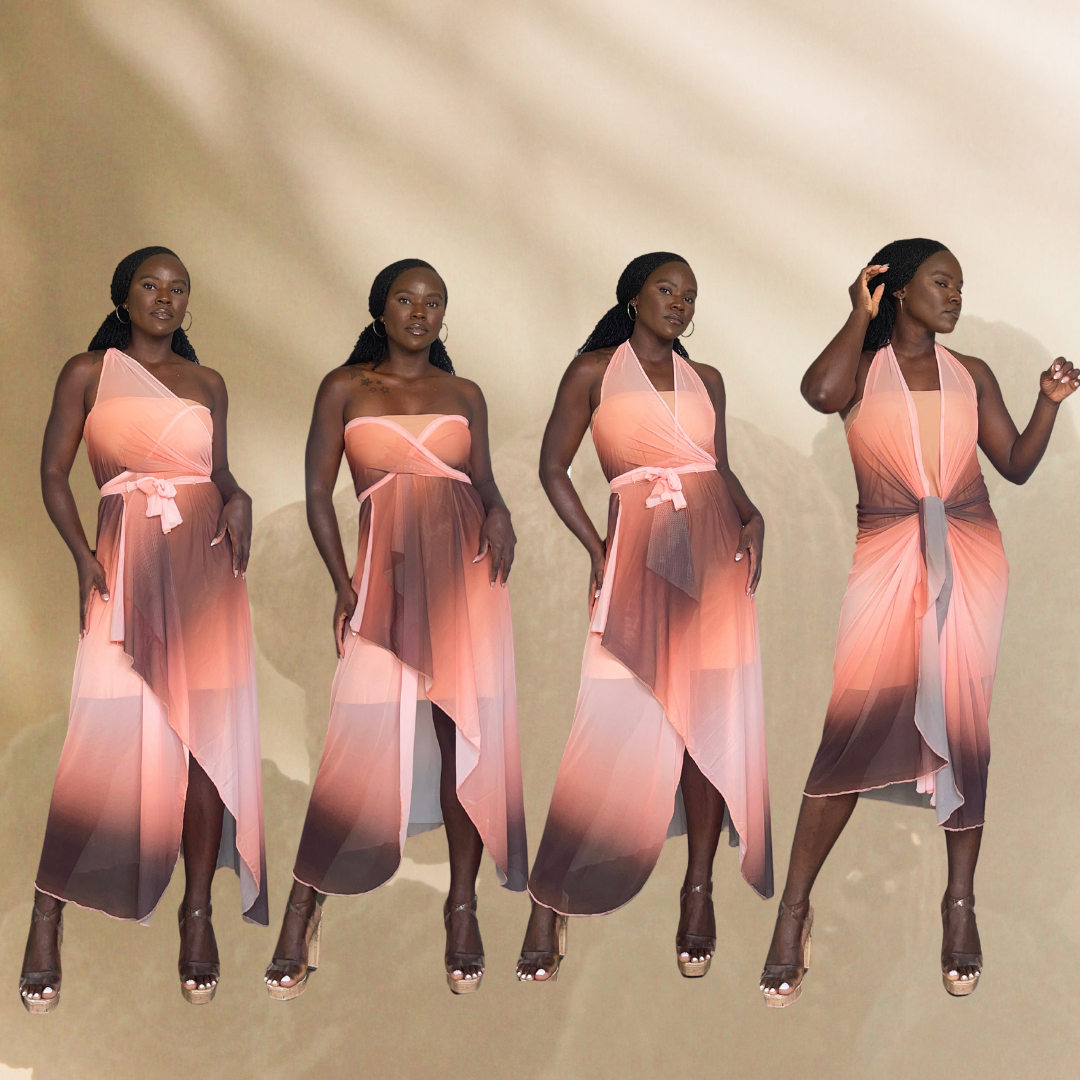 Abundance Convertible Dress & Skirt 2-in-1 Maxi Dress for Women One Size (Fits Up to 1X) / Ombre Peach (Mesh Fabric. Includes Tube Dress Inside) Abundance Convertible Dress & Skirt 2-in-1 Maxi Dress for Women One Size (Fits Up to 1X) / Ombre Peach (Mesh Fabric. Includes Tube Dress Inside)