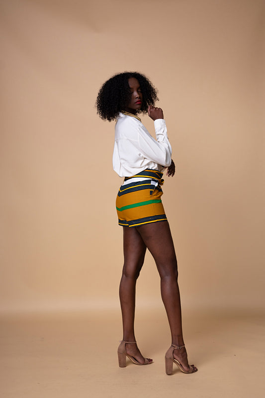 Kina Striped African Print Shorts