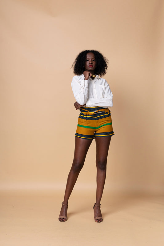 Kina Striped African Print Shorts